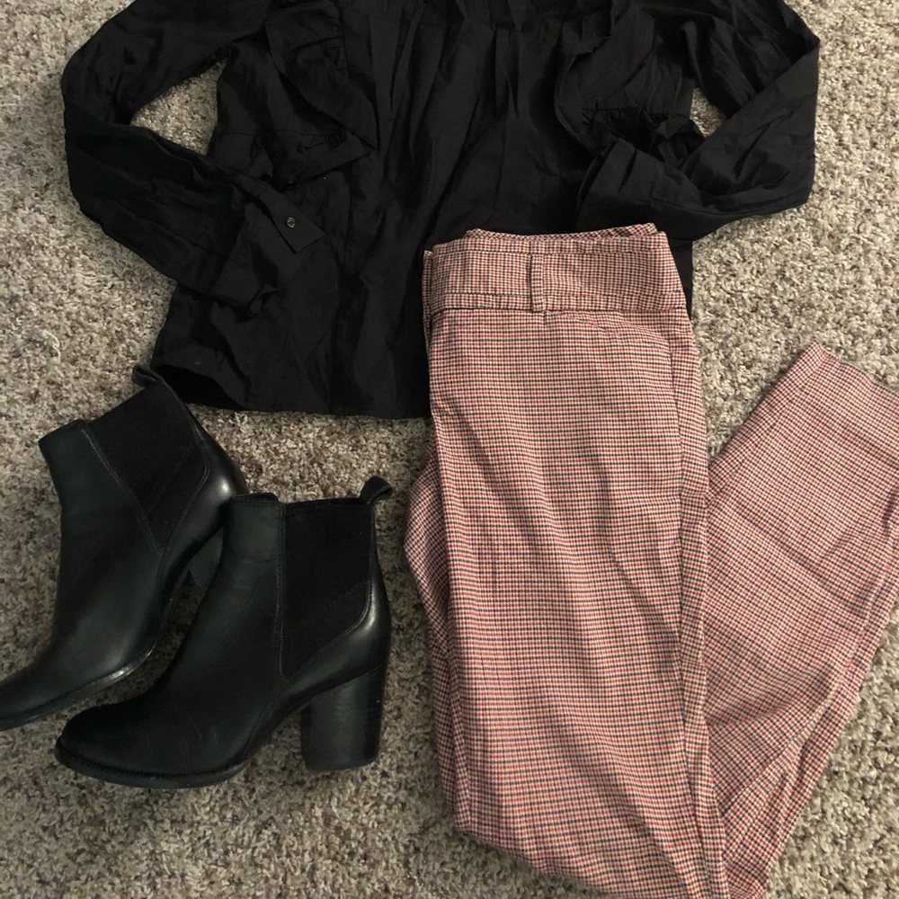 Red & black herringbone trousers